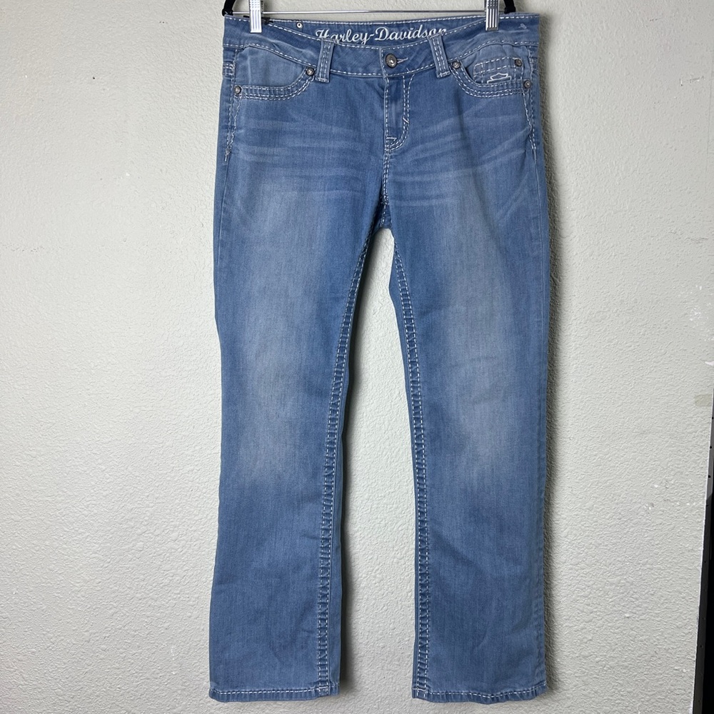 Harley-Davidson Women's Boot Cut Embellished Skull Low-Rise Jeans Size 14